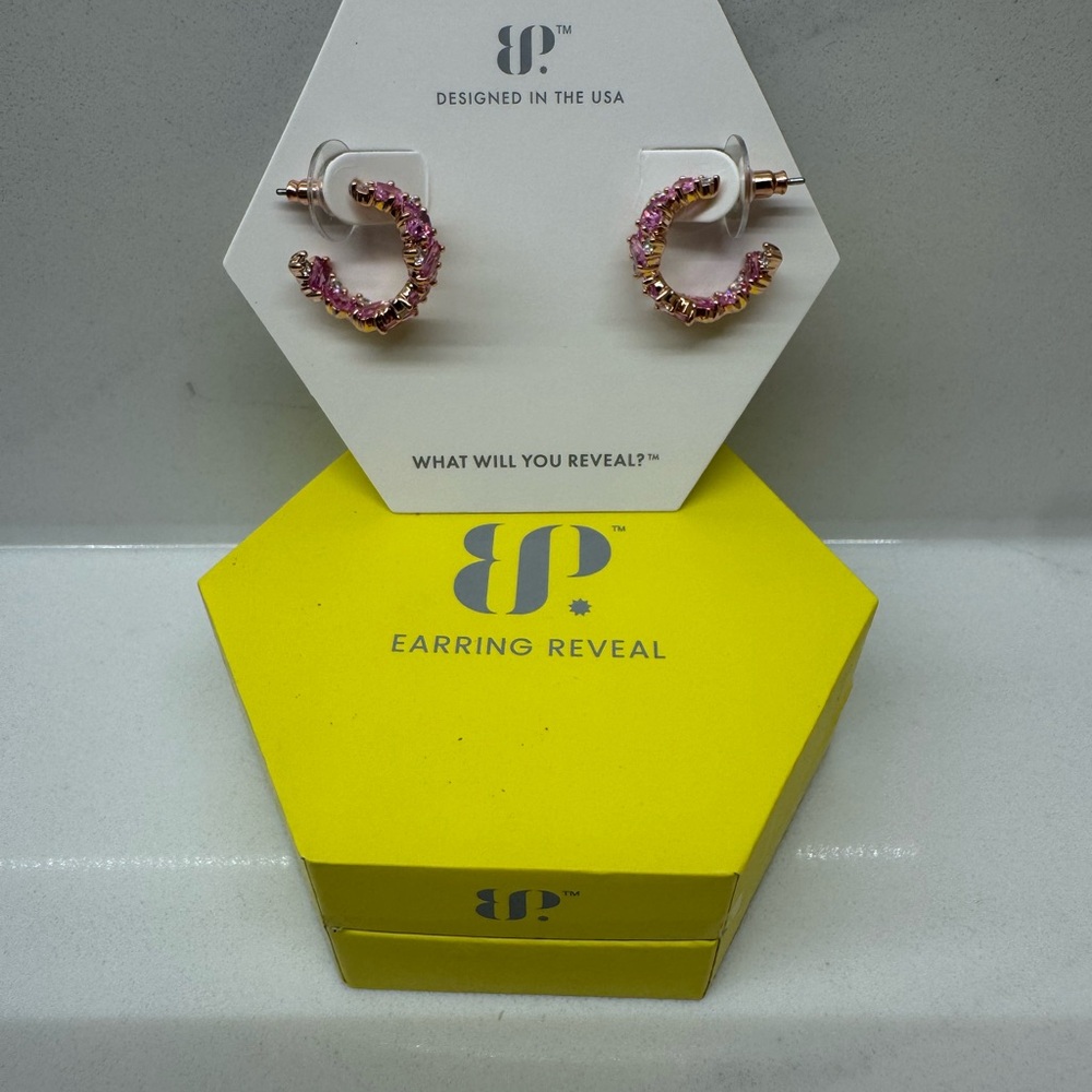 Earring Reveal Pink Crystal Hoop Earrings